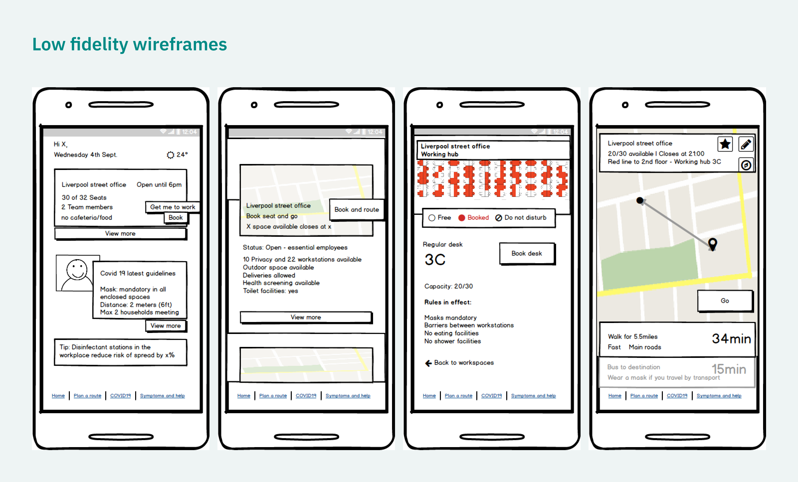 Low fidelity wireframes