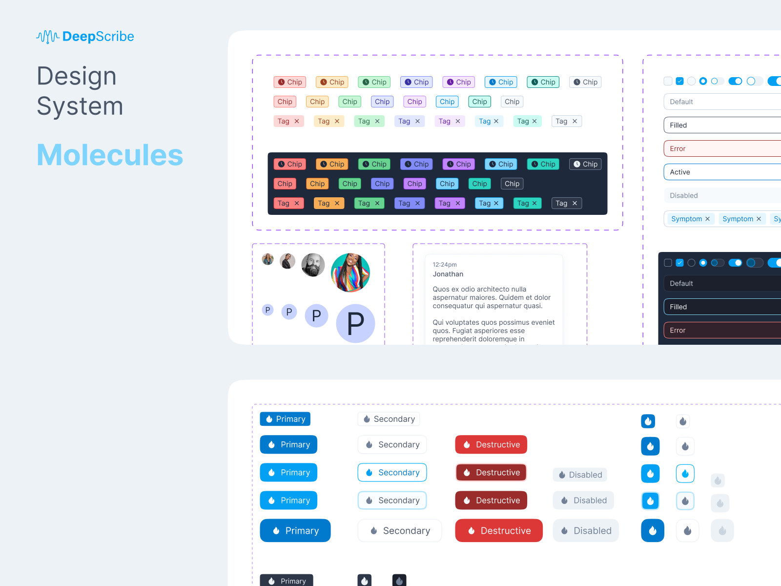 A sample of ui elements for the design system